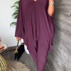 2-Pieces female | Casual Loose V-Neck Doll Sleeve Suit