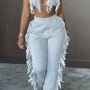 2-Pieces female | Solid Tasseled Halter Two-Piece Pants Set