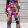 Jumpsuits & Rompers female | Fashion Gradient Letter Print Off Shoulder Jumpsuit