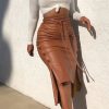 Bottoms female | Stylish Slim Fit Lace-Up Sexy Slit Midi Skirt