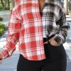 Tops & Outerwear female | Casual Fashion Contrast Color Plaid Long Sleeve Blouse Red