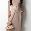 Dresses female | Pretty V-Neck Long Sleeve Pocket Plus Size Maxi Dress(Without Belt)