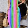 Dresses female | Summer Rainbow V-Neck Sleeveless Maxi Dress Multicolor