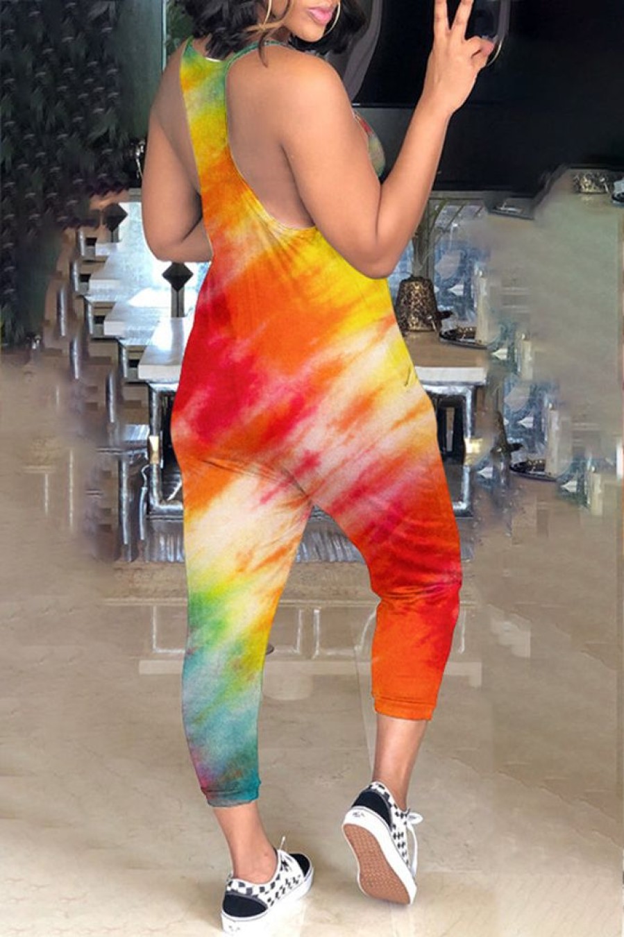 Jumpsuits & Rompers female | Casual Tie Dye Printed Suspender Jumpsuit