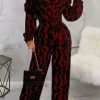 Jumpsuits & Rompers female | Temperament Print Off Shoulder Halter Neckwide Leg Jumpsuits