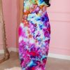 Dresses female | Fashion Tie Dye Loose Strap Maxi Dress