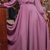 Dresses female | Retro Temperament Puff Sleeve High Waist Chiffon Maxi Dress Light Purple