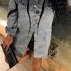 Tops & Outerwear female | Personalized Cutout Stitching Single-Breasted Denim Blouse Blue