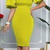 Dresses female | Fashion Puff Sleeves Sexy Party Dress