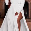 Dresses female | Plus Size V-Neck Collect Waist Slit Maxi Dress