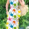 Dresses female | Colorful Palm Print Sleeveless Maxi Dress