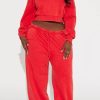 2-Pieces female | Fashionable Casual Zipper Pullover Waist Sweatshirt Set Red