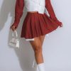 2-Pieces female | Fashionable Lapel Pocket Sexy Contrast Color Striped Pleated Skirt Two-Piece Set