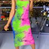 Dresses female | Tie Dye Print Suspender Backless Midi Dress