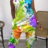 Jumpsuits & Rompers female | Plus Size Multi Tie Dye Oversized Pockets Jumpsuit