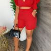 Dresses female | Fashion Ruffle Short V-Neck Top Casual Shorts Summer Two Piece