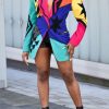 Tops & Outerwear female | Colorful Abstract Print Slim Fit Lapel Blazer Multicolor