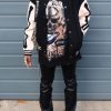 Tops & Outerwear female | Trendy Skull Print Long Sleeve Baseball Jacket Black