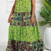 Dresses female | Plus Size Mix Floral Print Spaghetti Strap Maxi Dress