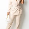 2-Pieces female | Urban One Sleeve Chain Belt Blazer Top Pants Suit