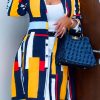 Tops & Outerwear female | Casual Lapel Long Sleeve Color Block Midi Jacket Multicolor