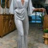 Jumpsuits & Rompers female | Fashion Explosive Sequin Sexy Deep V Backless Jumpsuit Silver