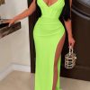 Dresses female | Fashion Temperament Sexy Fishbone Corset Sling Slit Dress