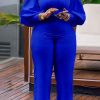 Jumpsuits & Rompers female | Temperament Solid Color Puff Sleeve Round Neck Jumpsuits