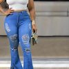 Bottoms female | Fashion Mid Waist Tassel Ripped Bootcut Jeans