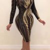 Dresses female | Sexy Mesh Sequin Embroidered Midi Dress