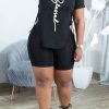 2-Pieces female | Casual Plus Size Side Eyelet Lace Up T-Shirt Shorts Suits