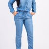 Jumpsuits & Rompers female | Lovely Trendy Drawstring Denim One-Piece Jumpsuit Blue