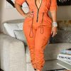 Jumpsuits & Rompers female | Fashion Multi-Bag Workwear Cardigan Nipped Waist Woven Jumpsuit