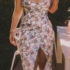 Dresses female | Sexy Split Floral Print Slim Suspender Midi Dress Flower