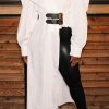 Tops & Outerwear female | Personalized Large Lapel Solid Color Leather Buckle High Slit Maxi Windbreaker White