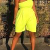 Jumpsuits & Rompers female | Fashion Sexy One Side Sloping Shoulder Solid Color Jumpsuit Yellow