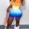 Jumpsuits & Rompers female | Fashion Gradient Sexy Skinny Zipper Romper Multicolor