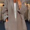 Tops & Outerwear female | Simple Lapel Pocket Solid Color Loose Mid-Length Sweater Cardigan