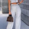 2-Pieces female | Faith Print Vest Solid Color High Waist Wide Leg Pants Two Piece Set Ash