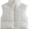 Tops & Outerwear female | Basic Solid Color Stand Collar Zipper Short Cotton Clothing Gilet