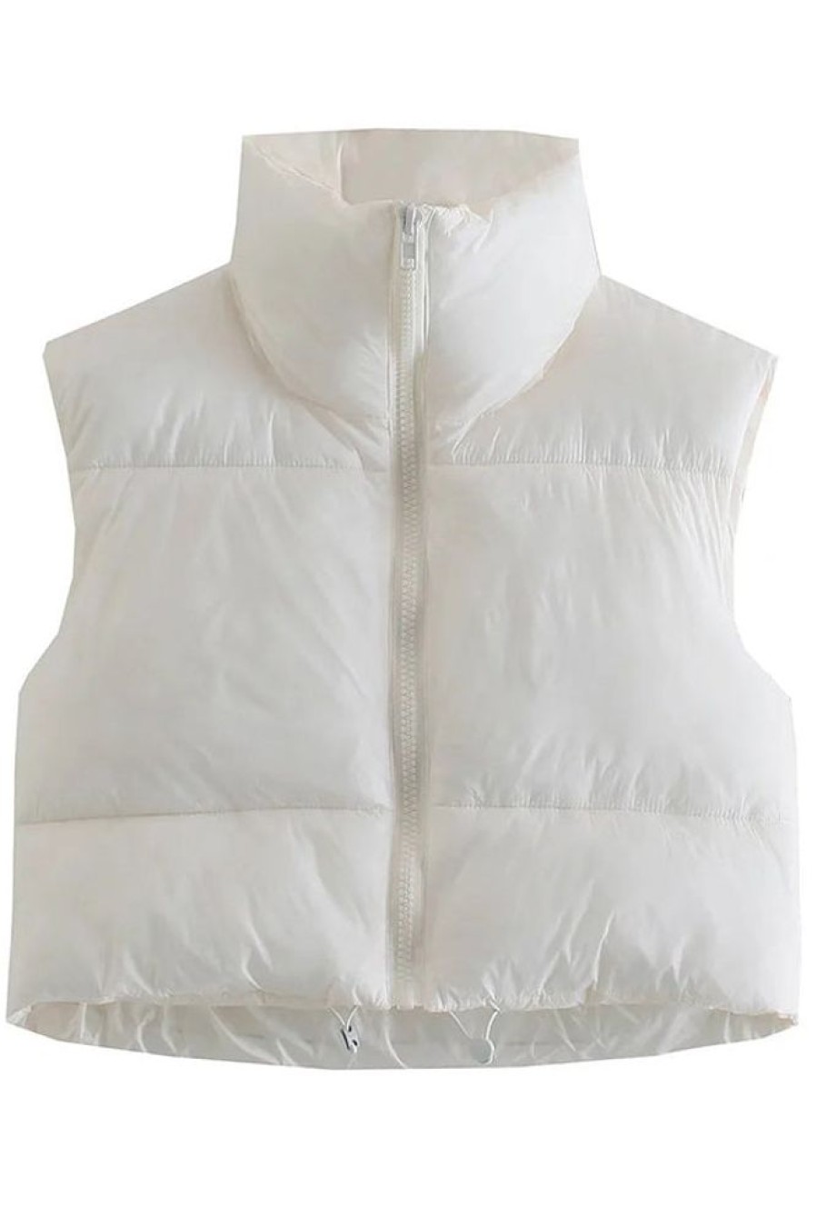 Tops & Outerwear female | Basic Solid Color Stand Collar Zipper Short Cotton Clothing Gilet