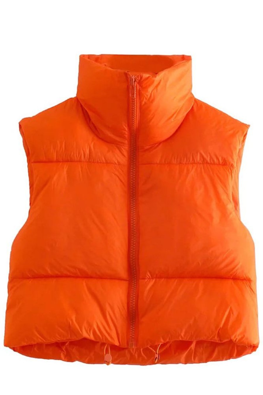 Tops & Outerwear female | Basic Solid Color Stand Collar Zipper Short Cotton Clothing Gilet