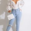 Tops & Outerwear female | Fashion Solid Color Strap Buckle Long Sleeve Blouse