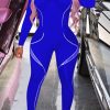 2-Pieces female | Casual Printed Sports Long-Sleeved Trousers Two-Piece Set Royal Blue