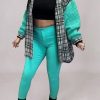 Tops & Outerwear female | Casual Plaid Panel Furry Long Sleeve Midi Coat Green