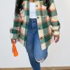 Tops & Outerwear female | Casual Loose Plaid Wool Mid-Length Shirt Jacket Green