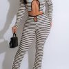 2-Pieces female | Casual Striped Knitted Two-Piece Set White