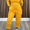 2-Pieces female | Casual Solid Color Fleece Sweatshirt Overalls Pocket Suit