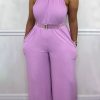 Jumpsuits & Rompers female | Solid Color Halter Pocket Casual Jumpsuit