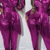 Jumpsuits & Rompers female | Sexy Pit Strip Bronzing V-Neck Long Jumpsuit